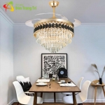 Quạt Trần Giấu Cánh Đèn Pha Lê 3 Màu Hiện Đại SN2714