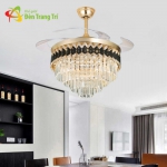 Quạt Trần Giấu Cánh Đèn Pha Lê 3 Màu Hiện Đại SN2714