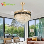 Quạt Trần Giấu Cánh Đèn Pha Lê 3 Màu Hiện Đại SN2714