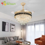 Quạt Trần Giấu Cánh Đèn Pha Lê 3 Màu Hiện Đại SN2714