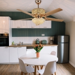 Quạt Trần 5 Cánh Sắt Có Đèn Pha Lê SN7916 Φ1320