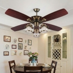 Quạt Trần 5 Cánh Gỗ Có Đèn Chùm Tân Cổ Điển NA-QT603 Ø1200