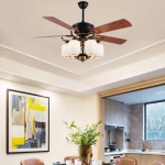 Quạt Trần Đèn Chùm 5 Cánh Gỗ NA-QT2833 Ø1320