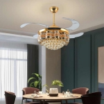 Đèn Quạt Pha Lê Cánh Xếp Tân Cổ Điển UDQ9303 Ø1100