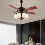 Quạt Trần Đèn Chùm 5 Cánh Gỗ NA-QT2833 Ø1320