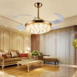 Quạt Trần Cánh Xếp Đèn Pha Lê Tân Cổ Điển DQ8034 Ø1100