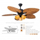 Quạt trần lá cọ có đèn chùm kiểu nhiệt đới QVifa50 