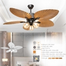 Đèn quạt trang trí lá cọ mẫu mới nhất QVifa49, Quạt trần đèn trang trí phòng khách