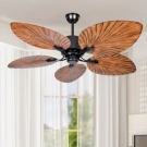 quạt trần 5 cánh hình lá cọ, quạt trần tropical, quạt trần phong cách nhiệt đới, quạt trần cánh nhựa ABS, quạt trần không đèn, QT502