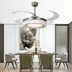 Quạt Trần Cánh Xếp Có Đèn Pha Lê LED Hiện Đại UDQ6157