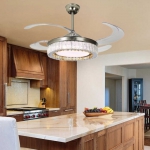 Quạt Trần Cánh Xếp Có Đèn Pha Lê LED Hiện Đại UDQ6157