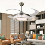 Quạt Trần Cánh Xếp Có Đèn Pha Lê LED Hiện Đại UDQ6157