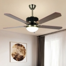 quạt trần 5 cánh gỗ có đèn SN7920, quạt trần có đèn trang trí phòng khách SN7920, quạt trần đèn gỗ vân nâu, quạt trần đèn tân cổ điển